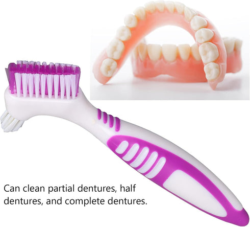 Portable Safe Denture Brush Double Plastic False Teeth Brush...