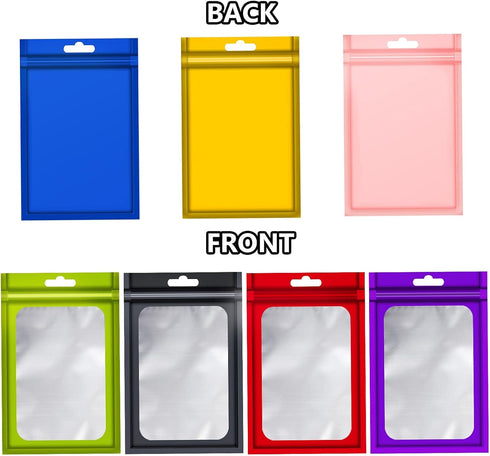 100 Pcs Foil Ziplock Bags,Flat Clear Ziplock Food Storage Bags Holographic Bags Party Favor Food Safe Storage Bags and Bags for DIY Crafts Storage...