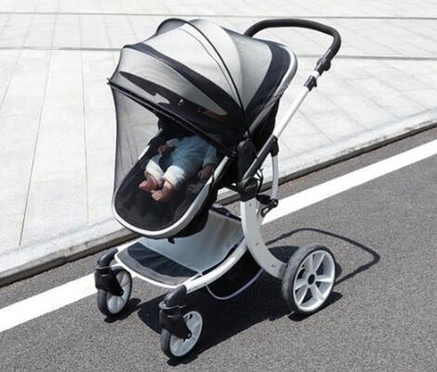 2 in 1 Net Baby Stroller Sun Shades with Zipper Window, Universal Mesh Travel Breathable See Through Outdoor Walking Beach Parasol Windproof Prote...