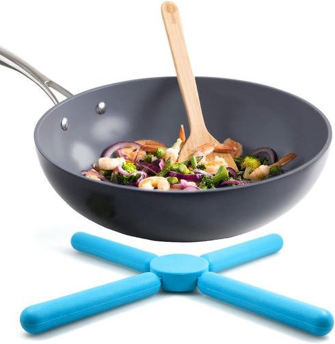 SourceTon 6 Pack Non-Slip Foldable Silicone Trivets in Cute Colors, Silicone Pot Holder, Hot Pad, Pot Holder, Free Bonus Spoon Rest/Balloon Whisk ...