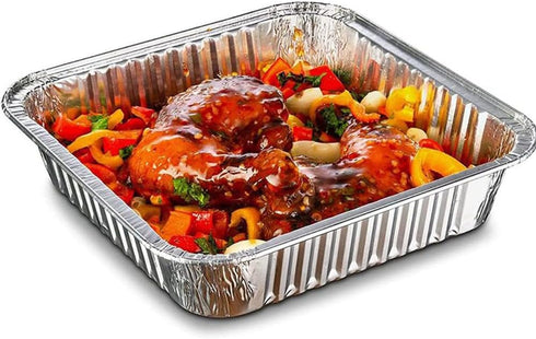 8x8 Foil Pans 8 Inch 40 OZ Square Baking Cake Box with Lids Heavy Duty roasting Disposable Aluminum Foil Tins Portable Food Oven Trays cooking Con...
