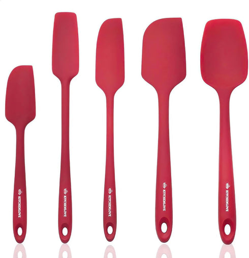 KITCHENLOVE Premium 600°F Heat Resistant 5 Piece Silicone Spatula Set for Baking, Cooking, Mixing - Non-Stick with High Grade S-Iron Steel Core - ...