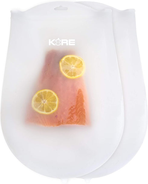 Revolutionize Sous Vide Cooking with AppleKoreLiving Sous Vide Reusable Silicone Bags | Set of 2 Extra Large BPA Free Bags | Thinner and More Flex...