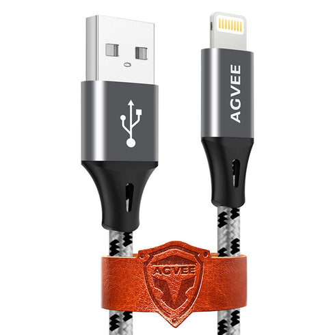 AGVEE 3 Pack 1m Lightning Cable, Braided Reinforced End Tip for iPhone Charger Cord Charging Data Wire for iPhone 11 Pro Max X XS XR, 5 6 6S 7 8 1...