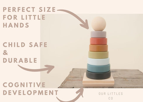 *Memorial*Day*Sale Neutral Rainbow Wooden Ring Stacker Toy | Montessori Stacking Rings for Toddlers | Educational & Developmental Sensory Toys Non...