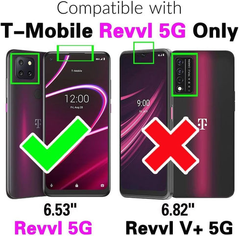 Asuwish Phone Case for T-Mobile Revvl 5G Wallet Cover with Tempered Glass Screen Protector and Wrist Strap Flip Card Holder Slot Stand Cell Tmobil...