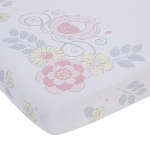 Disney Sweet Princess Light Blue, Pink, and White Enchanted 100% Cotton Photo Op Fitted Crib Sheet...