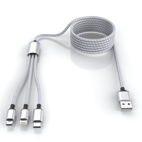 Multi 3 in 1 USB Long iPhone Charging Cable, 1.8M/5.9Ft Nylon Braided Universal Phone Charger Cord USB C/Micro USB/Lightning Connector Adapter for...