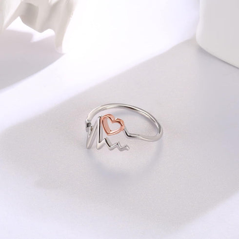 Sterling Silver Heartbeat Stethoscope Nurse Jewelry Set Ring Nurses Week Gift for Women Graduation Gifts for Nurse Doctor Medical Students Paramed...