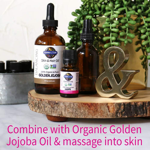 Garden of Life Essential Oils, 100% Organic & Pure Geranium Essential Oil Plus Sweet Orange & Palmarosa - Happy Blend for Diffusers, Home, Skin & ...