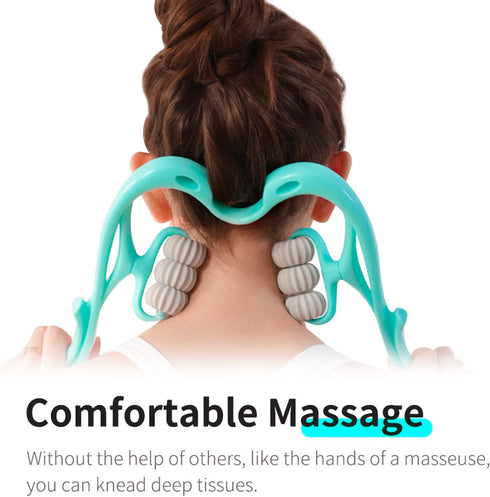 Neck Massager Roller,Handheld Massager with 6 Balls Massage Point, Neck Pain Relief Massager for Deep Tissue in Neck, Back, Shoulder, Waist, and L...