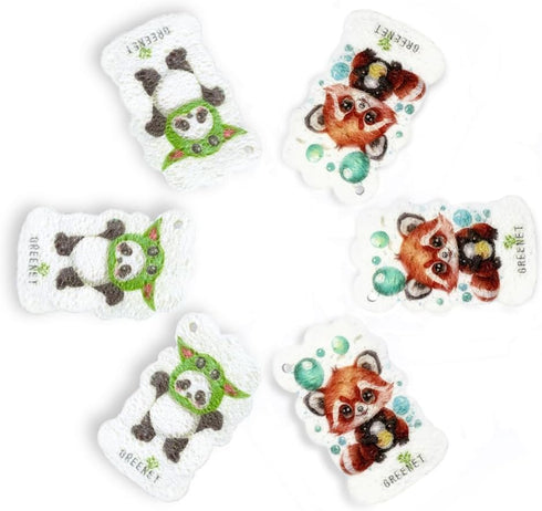 Cellulose Pop Up Sponges, Large, Natural and Compressed, a Unique Printed Cartoon Design?Multiple Use for Dishes Washing, Kitchen Cleaning, 6 Pack...