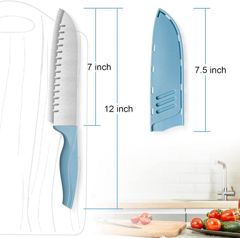 7 Inch Chef's Knive Sets Paring knives Japanese Chefs Knife Fruit and Vegetable Knife Stainless Steel Kitchen Utility Knives with Blade Guards(1 P...