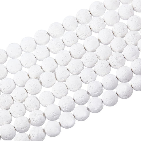 PH PandaHall 470 Pcs 7.6~8mm White Lava Beads Dyed Volcanic Stone Beads for Jewelry Making...