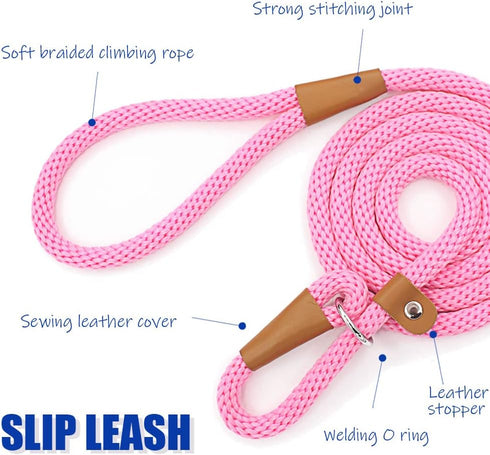 lynxking Dog Leash Slip Lead 5 6 8 FT Dog Training Leash Strong Heavy Duty Braided No Pull Training Lead Leashes for Small Medium Large Dogs...
