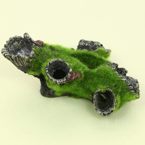 Resin Moss Tree House Fish Shrimp Hiding House Aquarium Fish Tank Decoration Accessories Artificial Resin Log Tree Branch with Moss Fish Tank Deco...
