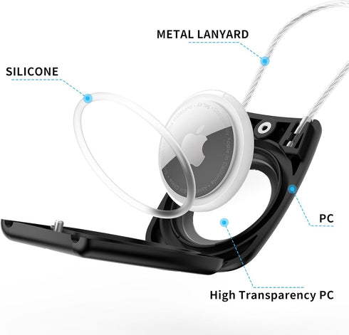 HATALKIN Compatible with Apple AirTag Holder, IPX8 Waterproof AirTag Secure Holder with Wire Cable Air Tag Lock Keychain Key Ring Holder Case Lugg...