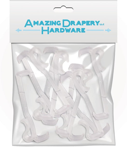 Amazing Drapery Hardware 2.5 Inch Clear Valance Clips for Top Blind Brands, 10-Pack - Sturdy Plastic Brackets, Ideal for Wood & Metal Treatments, ...