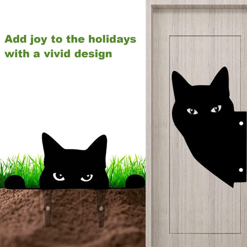2 Pieces Cat Statue Art Decor Garden, Black Cat Silhouette Décor Animals Shape Yard Decoration Art Decoration for Yard Lawn, Garden, Pathway, Outd...