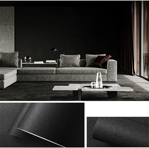 practicalWs Peel and Stick Wallpaper 15.7" x118" Black Wallpaper Self Adhesive and Removable Vinyl Film Stick Paper Easy to Apply Contact Paper Wa...