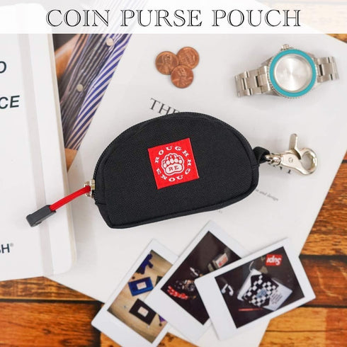 Rough Enough Small Coin Purse Pouch for Women Men Card Holder Wallet Waterproof Cordura Material with Zipper and Clip On Buckle Black...