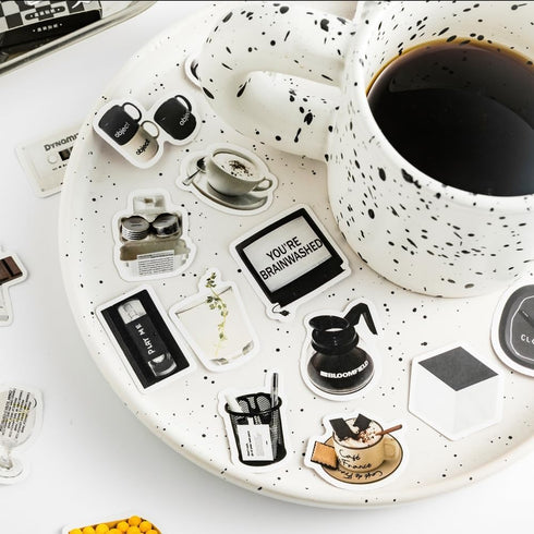 Coffee Theme Scrapbook Stickers, Obujopal 45pcs Stickers for Junk Journal, Laptop, Bullet Journal, DIY Decoration, Planners, Diary, Notebooks, Alb...