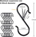 6 S-Hooks with Safety Clasps, Rustproof Coated S Metal Hooks for Hanging Plants, Kitchen Utensils, Jeans, Bags, Pots and Pans, 3.5-Inch, Black...
