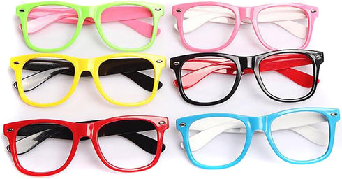 Fodattm Set of 6 Kids Children Candy Colour Fashion Cute Glasses Frame Without Lenses Nerdy Retro Glasses Party Supplies (Colour Random)...