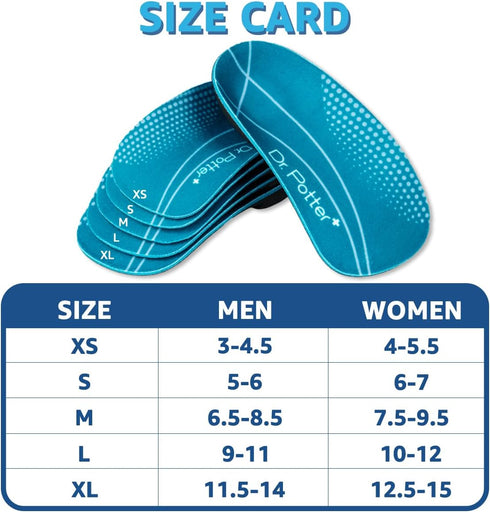 3/4 Orthotic Insoles, Shoe Inserts for Plantar Fasciitis Relief, High Arch Support Inserts for Flat Feet, Over-Pronation and Heel Pain (Small(Men'...
