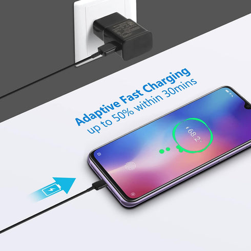 Adaptive Fast Charger Kit Compatible with Samsung Galaxy S7/S7 Edge S6 /S6 Edge/ Note5/4 S4/S3 S2 J7 J7V J5 J3 J3V J2/G3 G4 K20/ Moto E4 E5, USB W...