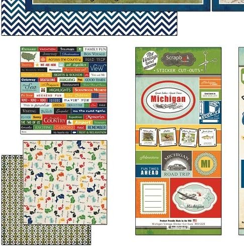 Scrapbook Customs Themed Paper and Stickers Scrapbook Kit, Michigan Vintage...