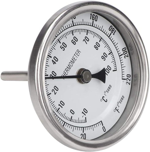 Metal Dial Thermometer, high Accuracy Stainless Steel 1/2 NPT Thread Pot Thermometer, Weldless Thermometer for Kitchen Use...