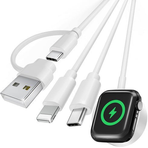 3 in 2 Multi Charging Cable for A pple Watch Charger USB C Cable iPhone Charger iWatch Charger USB C/A Fast Compatible with iWatch Ultra/Series 9/...