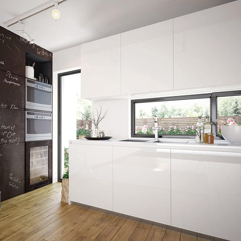 Wudnaye White Contact Paper Peel and Stick Wallpaper Glossy White Contact Paper for Cabinet 15.7inchx118.1inch Self Adhesive Kitchen Backsplash Sh...