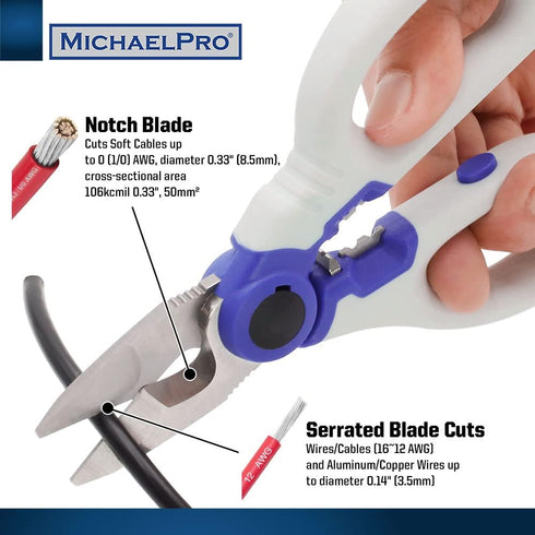 MichaelPro MP010025 6" Stainless Electrician Scissors | Heavy Duty Multi-Purpose Shears | Cuts Wires and Soft Cable, Protective Sheath Included...