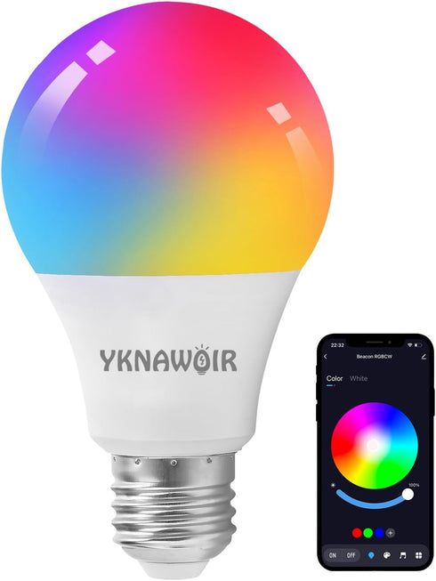 Smart Light Bulbs,Bluetooth Color Changing Light Bulbs That Work with tuya APP, RGB Warm Light A19 9W E27 800LM LED Light Bulb,Music Sync,Dimmable...