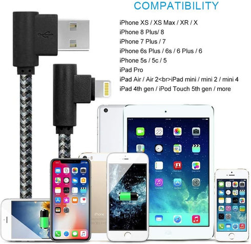 iPhone Charger 1Ft MFi Certified Short Lightning Cable Braided 90 Degree Elbow Charging Cable Compatible with iPhone 14 13 12 11 Pro X XS XR 8 Plu...