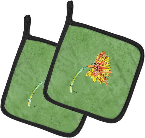 Caroline's Treasures 8854PTHD Gerber Daisy Orange Pair of Pot Holders Kitchen Heat Resistant Pot Holders Sets Oven Hot Pads for Cooking Baking BBQ...