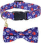 American Flag Dog Collar with Removable Cute Bow Tie Adjustable Patriotic 4th of July Pet Collars Independence Day Large...