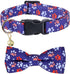 American Flag Dog Collar with Removable Cute Bow Tie Adjustable Patriotic 4th of July Pet Collars Independence Day Large...