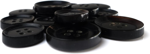Buffalo Horn Suit Buttons 16pc Set has 4 Buttons measuring 20mm (3/4 Inch) for Jacket Front, 12 Buttons measuring 15mm (5/8 Inch) for Jacket Sleev...