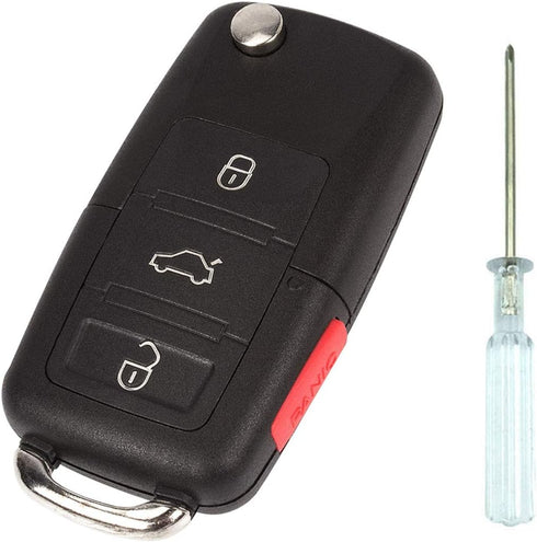 Replacement Flip Remote Entry Key Fob Case for VW Volkswagen Jetta Passat Golf Beetle Rabbit GTI CC EOS Key Fob Cover, Black, Compatible with Car,...