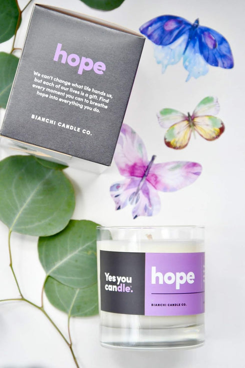 Hope, Inspirational 8oz Highly Scented Candle, Soy, Made in USA, Great Message, Pure Essential Oils, Holiday Gift, Aromatherapy, 100% Pure, Vanill...