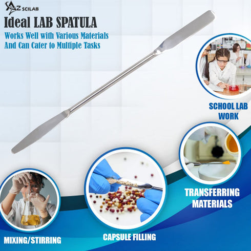 A2Z-DE003 Stainless Steel Double Ended Micro Lab Spatula Sampler, Round & Tapered Arrow End, 7" Length...