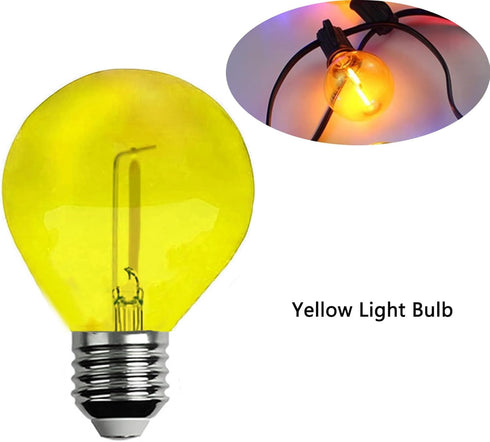 G40 Light Bulbs Replacement Yellow 1W Shatterproof Plastic LED Globe Bulbs G40 LED String Lights Replacement Bulb E12/C7 Candelabra Base for Indoo...