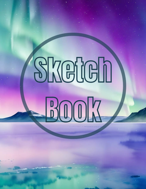 Sketch Book: Premium watercolor The aurora lights over the sea view design cover page Sketchbook Blank Paper Pad 8.5" x 11" - 120 Pages Blank Pape...