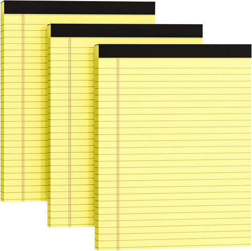 Legal Pads 8.5 x 11, 3 Pack Yellow Note Pads 8.5 x 11 Writing Pads, Wide Ruled Legal Notepads, Lined Pads of Paper Yellow Paper Pads, 30 Sheets Pe...