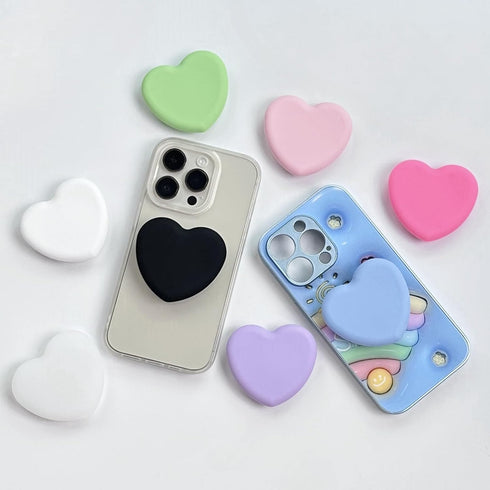 Cute Heart Shape Silicone Cover Expandable and Collapsible Mobile Phone Grip Stand Holder for Phone Tablet Cell Phone Accessory (Blue)...