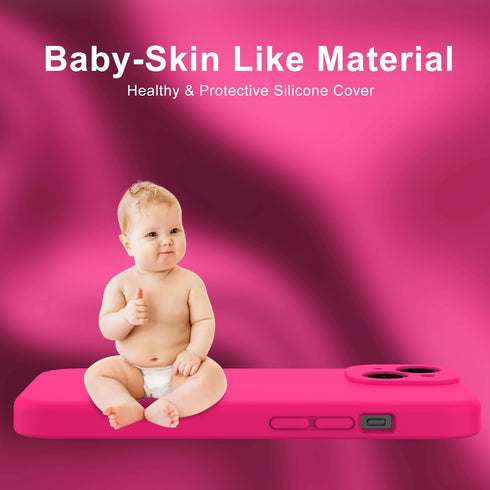 DEENAKIN Silicone iPhone 15 Plus Case with Screen Protector - Enhanced Camera Protection - Smooth Baby Skin-Like Feel Silicone Cover for Women Gir...