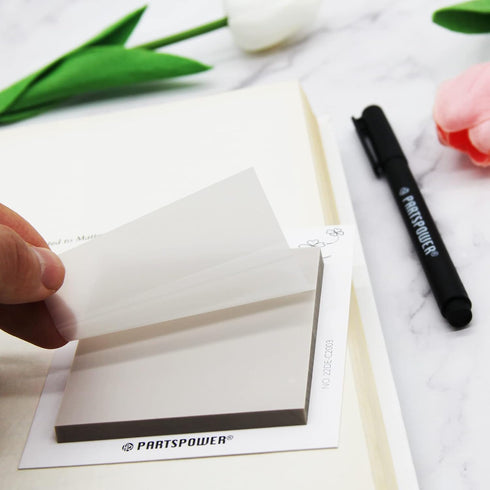 PARTSPOWER 100 Sheets Transparent Sticky Notes, 3X3 Inch, Pastel Translucent Annotating Sticky Notes for Books, Bible Study, Reading, Office Schoo...